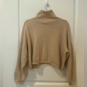 Free People Cropped Cashmere Cream Turtleneck Sweater